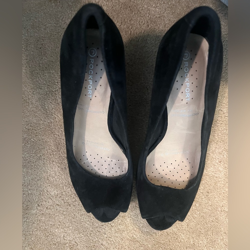 Rockport black open toe heel size 5